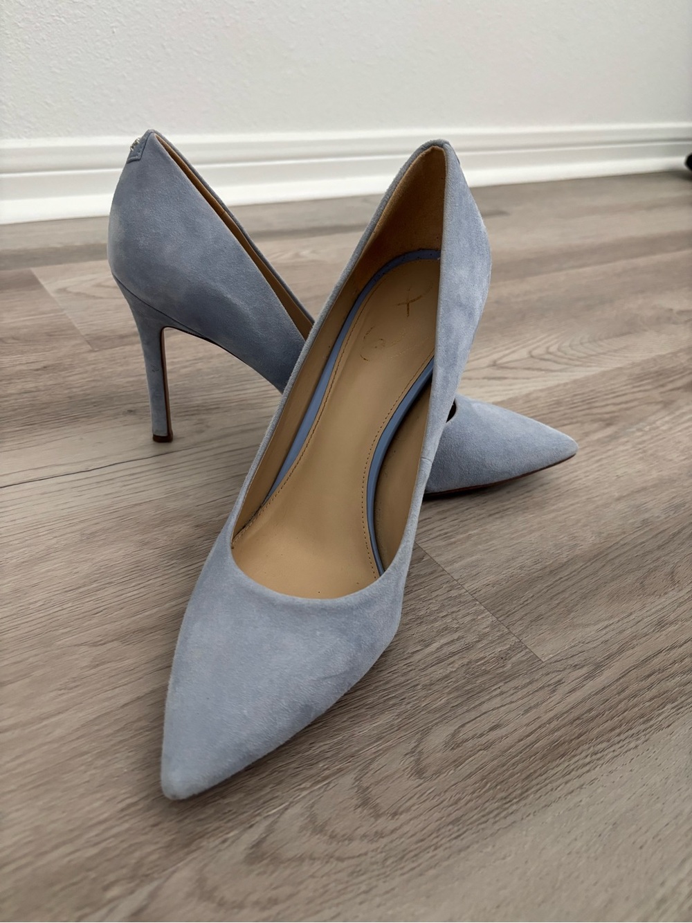 Sam Edelman Powder Blue Suede Pointed-Toe Stiletto Pumps